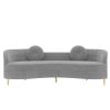 Modern multi-seat curved velvet sofa-light gray-with pillow-velvet