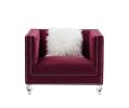 Single red velvet sofa