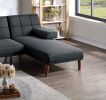 Black Polyfiber Adjustable Chaise Bed Living Room Solid wood Legs Tufted Couch