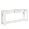 63" Pine Wood Console Table with 4 Drawers and 1 Bottom Shelf for Entryway Hallway Easy Assembly 63 inch Long Sofa Table (Antique White)