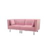 FUTON SOFA SLEEPER PINK VELVET METAL LEGS