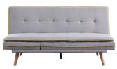 Savilla Adjustable Sofa; Gray Linen & Oak Finish 57164