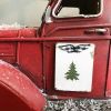 Christmas Vintage Red Truck Toy with Mini Christmas Trees Car Ornament Old Red Metal Pickup Truck Car Model for Christmas Decor