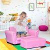 Pink Kids Sofa Armchair Couch Lounge Kids Birthday Gift With Footstool