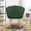 Vanbow.Shell shaped velvet fabric armchair; living room bedroom Green