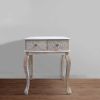 2 Drawer Mango Wood Console Table with Floral Carved Front; Brown and White