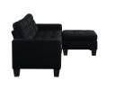 Earsom Sofa and Ottoman; Black Linen 56660