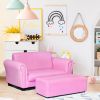 Pink Kids Sofa Armchair Couch Lounge Kids Birthday Gift With Footstool