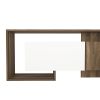 71 Inch Wooden TV Console Entertainment Media Center; 2 Piece Set; Wall Mounted Floating Shelf; White; Brown