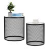 Set of 2 Nesting Metal Round Coffee Table; Side Table MDF Top End Table Nightstand for Indoor Multifunctional Use