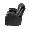 Comfortable Double Reclining Sofa 1pc Black Bonded Leather Match Solid Wood Plywood Frame Living Room Furniture