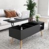 Coffee table; computer table; black; solid wood leg rest; large storage space; can be raised and lowered desktop