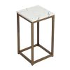 Set Of 2 End Table Set; Square Side Tables; Marble & Gold