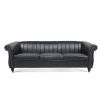 84'' Black PU Rolled Arm Chesterfield Three Seater Sofa.