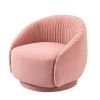 Home Velvet Barrel Arm Chair; Embossing Fleece Upholstered Chair with Golden Legs Accent Club Sofa Chair for Living Bedroom Patio