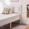 Luxury wooden platform bed with headboard; teen bed white; twin