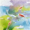 Koi fish in colorful water - 12x12 Print on canvas