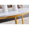 Modern Nesting coffee table; golden color frame with marble wood top-32"