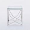 3 Pieces Silver Square Nesting Glass End Tables- Small Coffee Table Set- Stainless Steel Small Coffee Tables with Clear Tempered Glass- 18" Modern Min