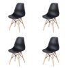 Living Room Chairs/Dining Chairs/Desk Chairs/Office Chairs/Leisure Chairs/Natural Beech Chairs with ABS backrest, a Set of 4, Black