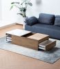 Arlo Light Brown Wood Finish Coffee Table with Hidden Compartments and 2 Drawers