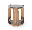 Modrest Bryce Modern Smoked Glass &amp; Rosegold Round End Table