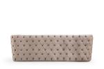 Naomi Button Tufted Sofa with Velvet Fabric and Gold Accent in Off White