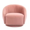 Home Velvet Barrel Arm Chair; Embossing Fleece Upholstered Chair with Golden Legs Accent Club Sofa Chair for Living Bedroom Patio