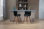 COOLMORE Counter Height Bar Stools Set of 2 for Kitchen Counter Solid Wood Legs with a fixed height of 360 degrees