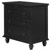 U_STYLE 3-Drawer Storage Wood Cabinet; End Table with Pull out Tray