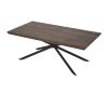 Rectangular Wooden Coffee Table with Boomerang Legs; Natural Brown Sonoma and Black; DunaWest