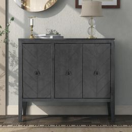 U-style; Accent Storage Cabinet Wooden Cabinet with Adjustable Shelf; Antique Gray; Entryway; Living Room; Bedroom