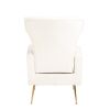 Velvet Accent Chair; Wingback Arm Chair with Gold Legs; Upholstered Single Sofa for Living Room Bedroom; White