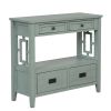 36'' Farmhouse Pine Wood Console Table Entry Sofa Table with 4 Drawers & 1 Storage Shelf for Entryway Living Room Bedroom Hallway Kitchen(Green)