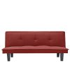 Modern Fabric Futon Sofa Bed; Convertible Folding Futon Sofa Bed Sleeper for Home Living Room.(RED)