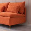 Modern Armless Loveseat Couch; Armless Settee Bench; Orange Cotton Linen-59.8''