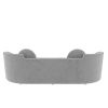 Modern multi-seat curved velvet sofa-light gray-with pillow-velvet