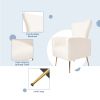 Velvet Accent Chair; Wingback Arm Chair with Gold Legs; Upholstered Single Sofa for Living Room Bedroom; White