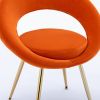 Orange Velvet Modern accent/Conversation Lounge Chair With Gold Plated Legs; unique appearance; Suitable For Office; Lounge; Living Room