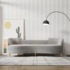 Modern multi-seat curved velvet sofa-light gray-with pillow-velvet