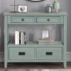 36'' Farmhouse Pine Wood Console Table Entry Sofa Table with 4 Drawers & 1 Storage Shelf for Entryway Living Room Bedroom Hallway Kitchen(Green)