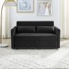 Pull-out sofa sleeper; 3-in-1 adjustable sleeper with pull-out bed; 2 lumbar pillows and side pocket; soft velvet convertible sleeper sofa bed; suitab