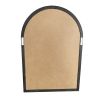 Window Pane Wooden Frame Floor Mirror with Arched Top; Black; DunaWest