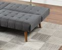 Blue Grey Modern Convertible Sofa 1pc Set Couch Polyfiber Plush Tufted Cushion Sofa Living Room Furniture Wooden Legs