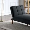 Black Polyfiber Adjustable Chaise Bed Living Room Solid wood Legs Tufted Couch