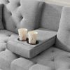 Square Arm Armrests; Grey Linen Convertible Sofa and Daybed