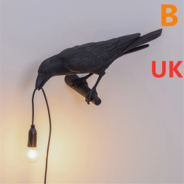 Creative Auspicious Bird Resin Wall Lamp Decoration (Option: Black-B-UK)