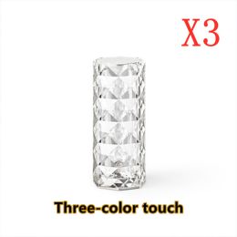 Nordic Crystal Lamp USB Table Lamps Bedroom Touch Dimming Atmosphere Diamond Night Light Rose Projector Lamp Decor (Option: White-3colors 3pcs-USB)