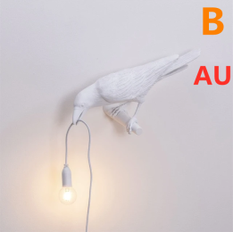 Creative Auspicious Bird Resin Wall Lamp Decoration (Option: White-B-AU)