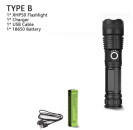 XHP70.2 Powerful Usb Led Flashlight (Option: P50+18650-AU)